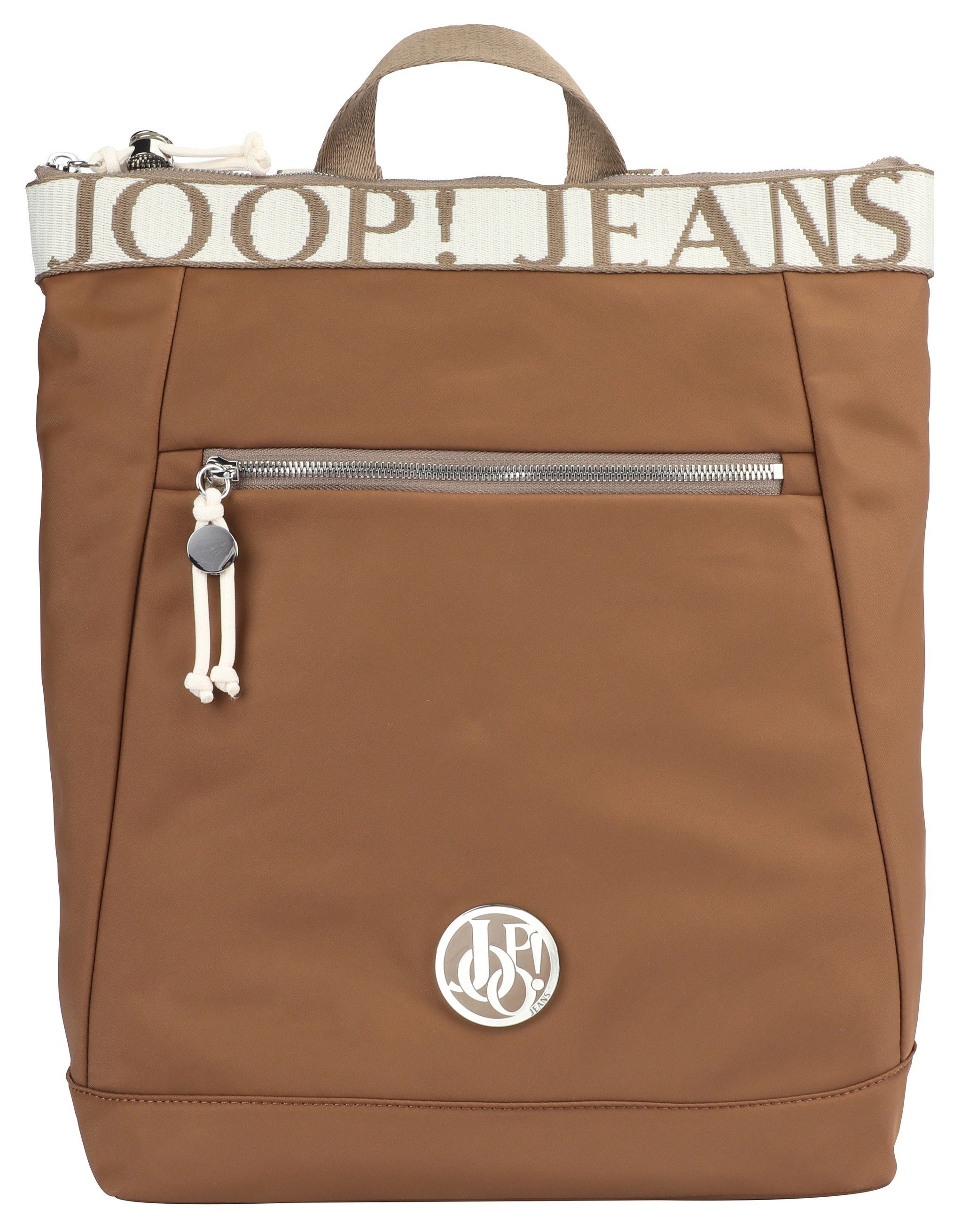 Joop Jeans Cityrucksack lietissimo elva backpack lvz, mit Logo Schriftzug auf den Trageriemen braun