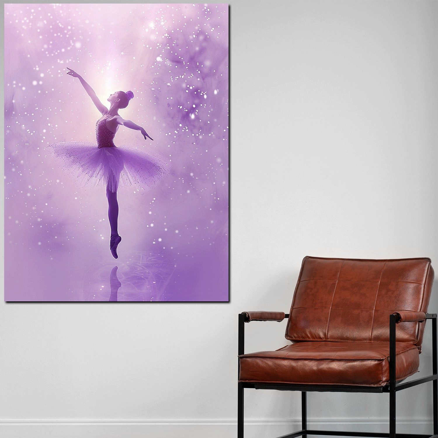 Artedinoi Leinwandbild Ballerina Lila Traumwelt Glitzer Leinwandbild Wandbild XXL Deko, Ballerina in Lila mit Glitzer