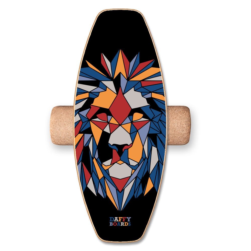 Daffy Boards Balanceboard Allrounder Set mit Korkrolle - Design: Fractal Lion