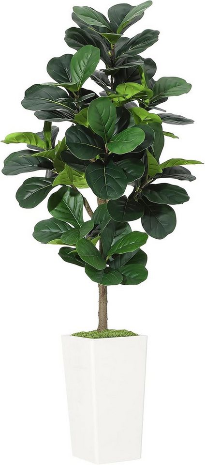 Kunstbaum 1.5m/1.8m Künstlicher,Realistische Ficus Lyrata Kunstpflanze, GarveeMore, Höhe 150 cm, Pflegeleichter Zimmerbaum als Deko für Ecken & Eingangsbereich