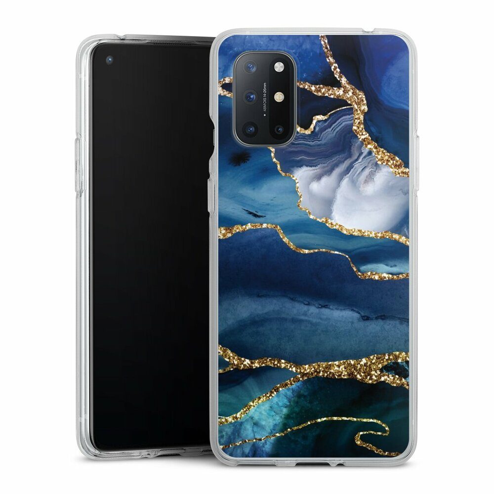 DeinDesign Handyhülle Blue Marble Gold Glitter Look, Silikon Hülle, Bumper Case, Handy Schutzhülle, Smartphone Cover Marmor Blau Gold & Kupfer