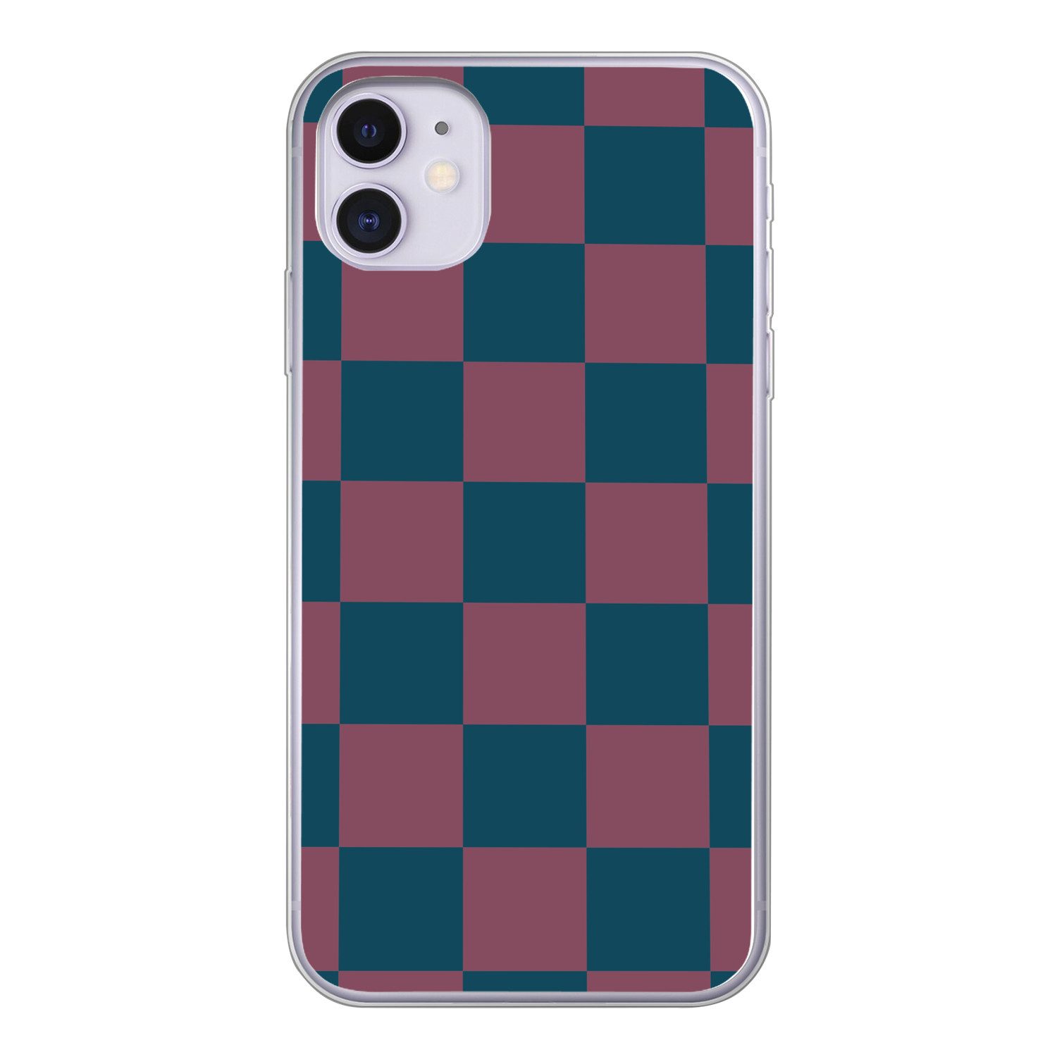 MuchoWow Handyhülle für Apple iPhone 11 Schachbrett Druck - Blau - Rot - Würfel, Smartphone-Bumper, Print, Handy Schutzhülle Dünn