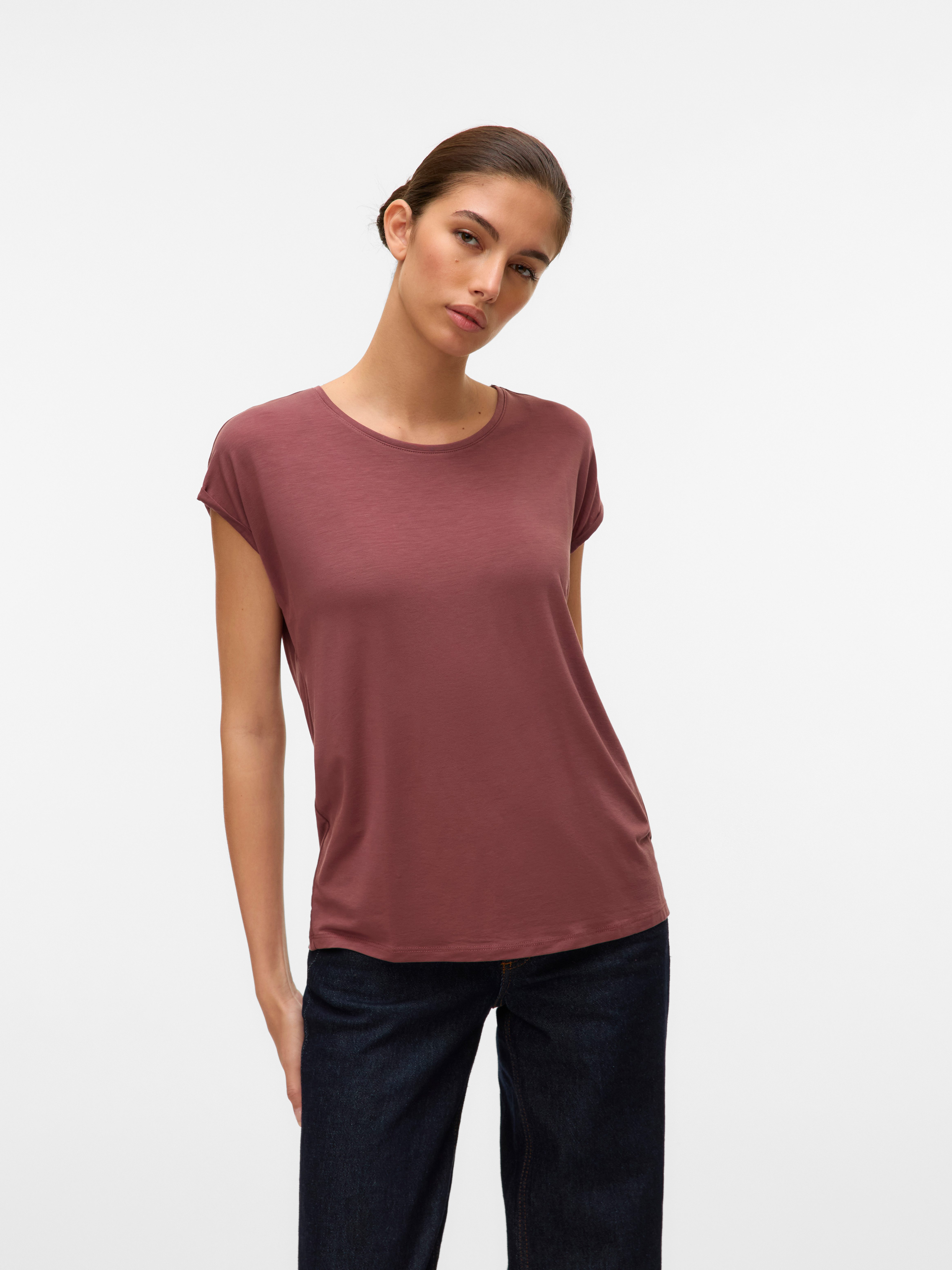 Vero Moda Rundhalsshirt VMAVA PLAIN SS TOP GAJRS NOOS Materialmix, regular günstig online kaufen
