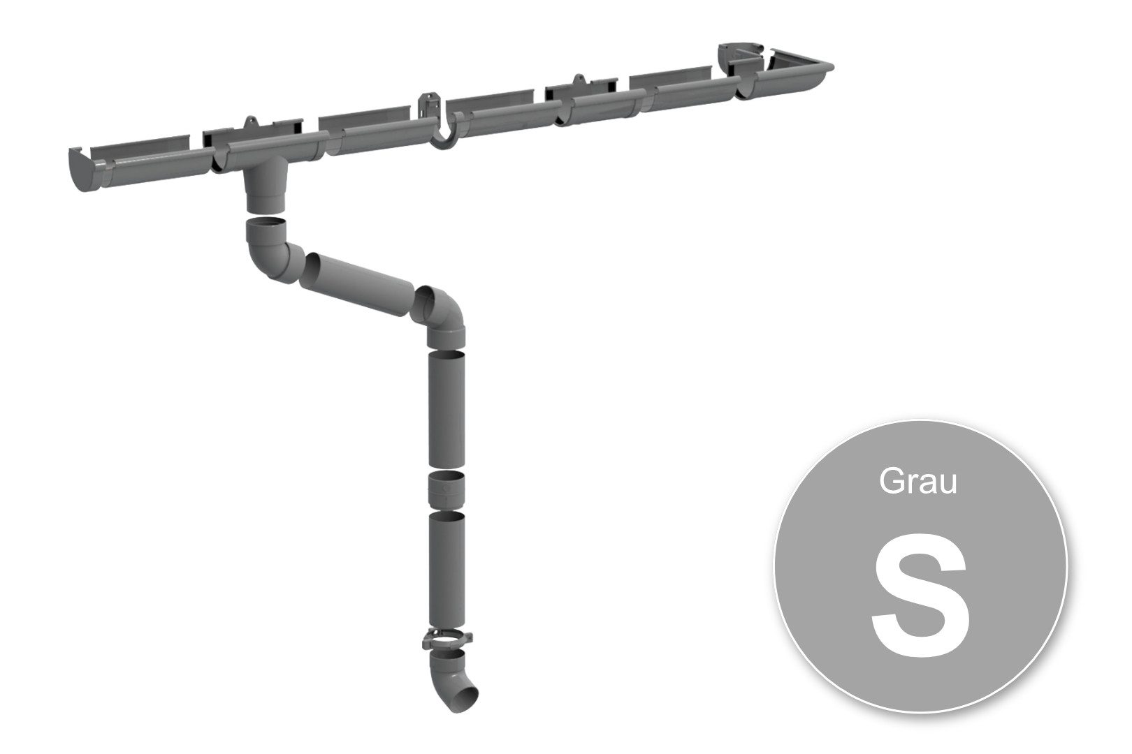 RainWay Dachrinne, Regenrinnen Komplettset (1 Dachseite) - PVC-U Kunststoff in 4 Farben, für Dachflächen < 100m² empfohlen (Komplettes Set - 4 Meter) Kunststoffrinne Entwässerung