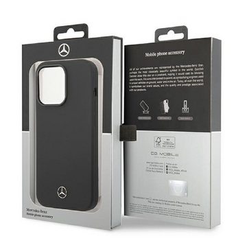 Mercedes Handyhülle Case iPhone 14 Pro Silikon schwarz Stern Logo 6,1 Zoll, Kantenschutz