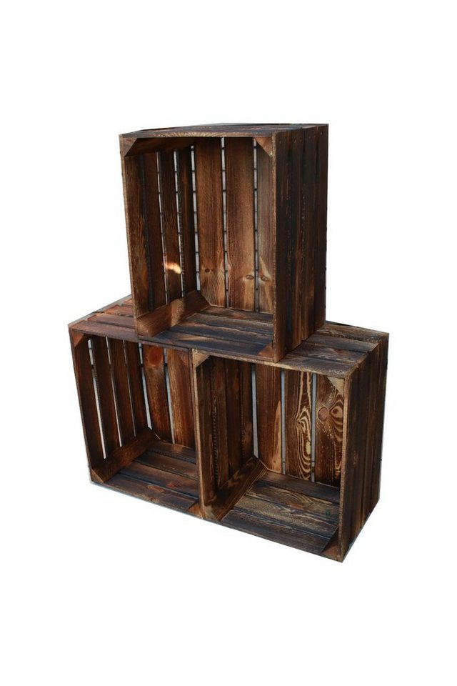 Teramico Holzkiste Holzkisten 50 x 40 x 30cm geflammt Set-Varianten kostenloser Versand, geflammt