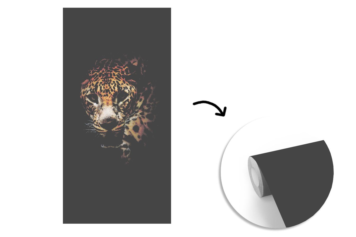 MuchoWow Fototapete Leopard - Wilde St), Küche, Vliestapete für Fototapete Tiere bedruckt, Schlafzimmer (2 Wohnzimmer Licht, - Matt