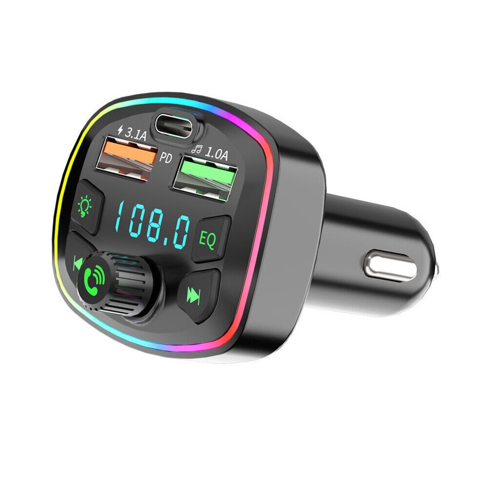 Hikity Zigarettenanzünder-Verteiler FM Transmitter Auto Bluetooth Autoradio Adapter PD+ Dual USB Ladegerät, FM-Transmitter Auto Bluetooth