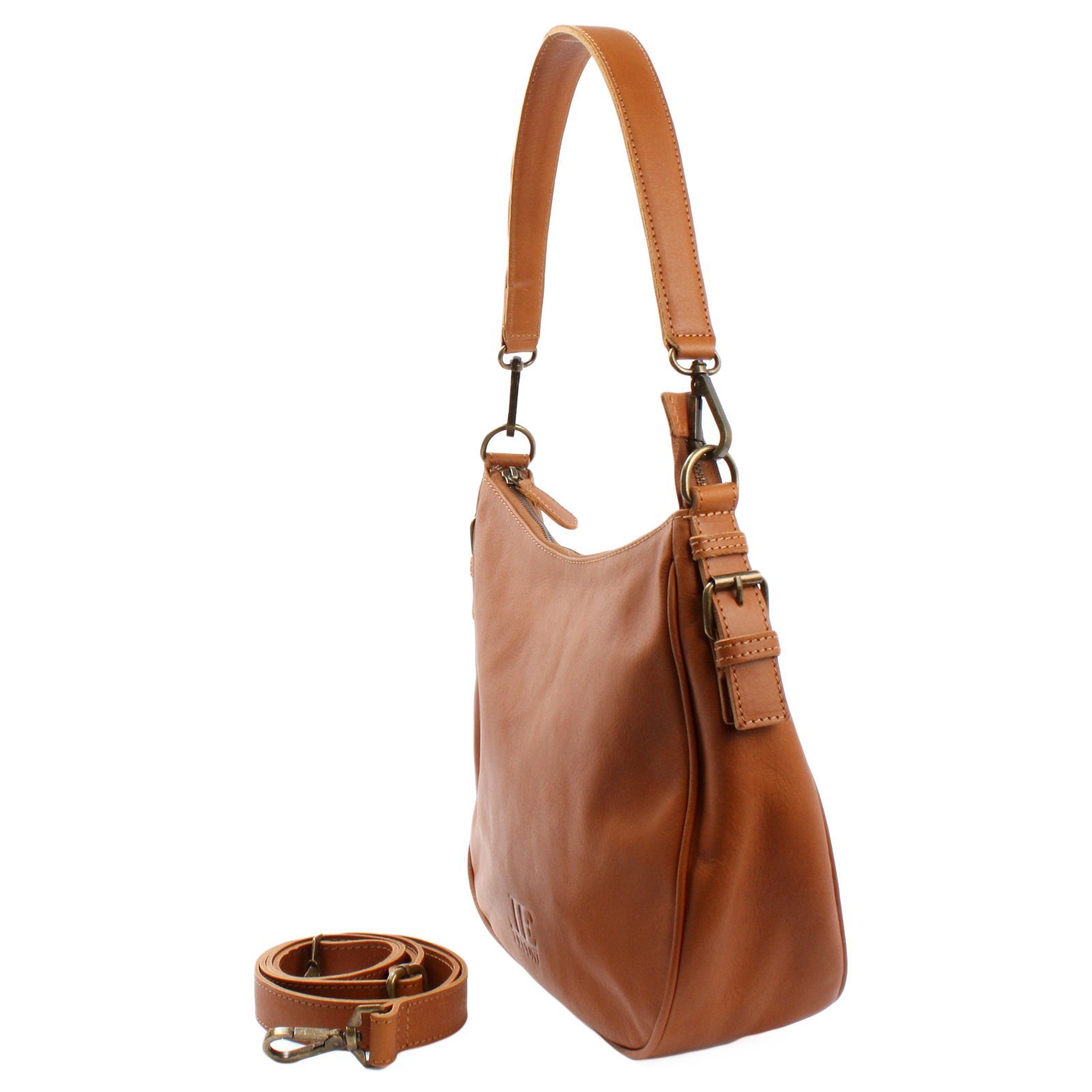 LECONI Schultertasche Henkeltasche Damentasche Ledertasche Handtasche Damen Echtleder LE0063, Echtes Büffelleder – flexible Trageoptionen – 30×27×11 cm