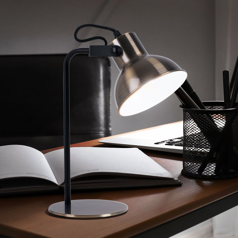 etc-shop Schreibtischlampe, Leuchtmittel nicht inklusive, Nachttischlampe Tischleuchte mit Schreibtischleuchte schwarz