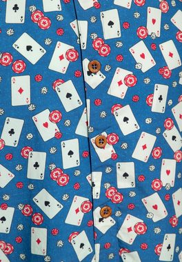 KingKerosin Kurzarmhemd Casino mit Playing Cards Allover Print
