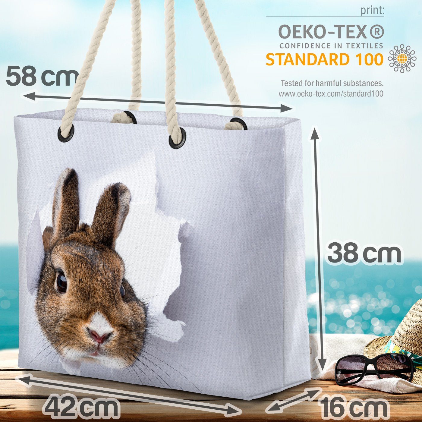 VOID Strandtasche (1-tlg), Hase Häschen Tier Tier Hase Meister Ostern Häschen Ostern Haustier La