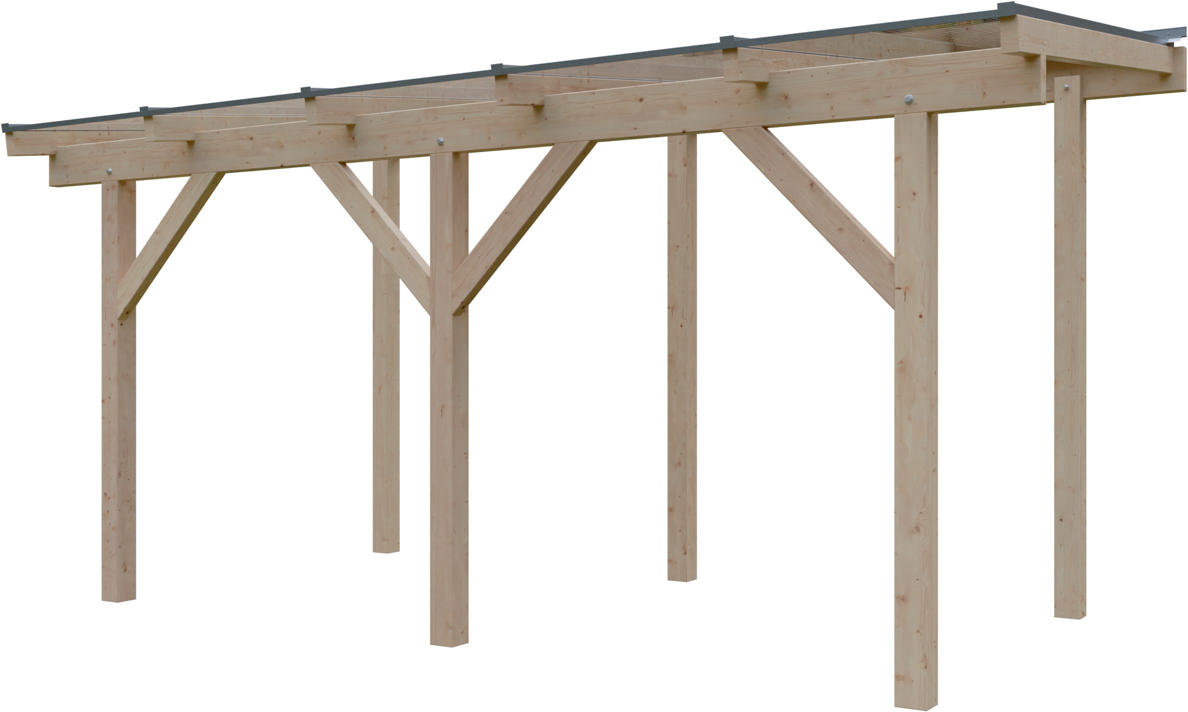 KONIFERA Terrassendach Fulu, BxT: 510x250 cm, Bedachung Hohlkammerplatten, Bausatz aus naturbel. Leimholz mit lichtdurchl. Polycarbonat-Pultdach