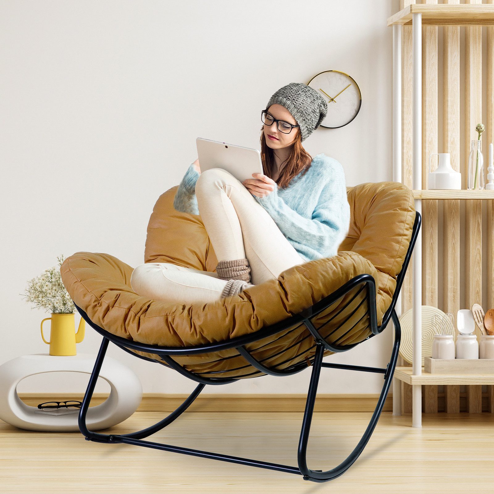 CCLIFE Schaukelsessel Schaukelstuhl Wohnzimmer Schaukelsessel Relaxstuhl günstig online kaufen