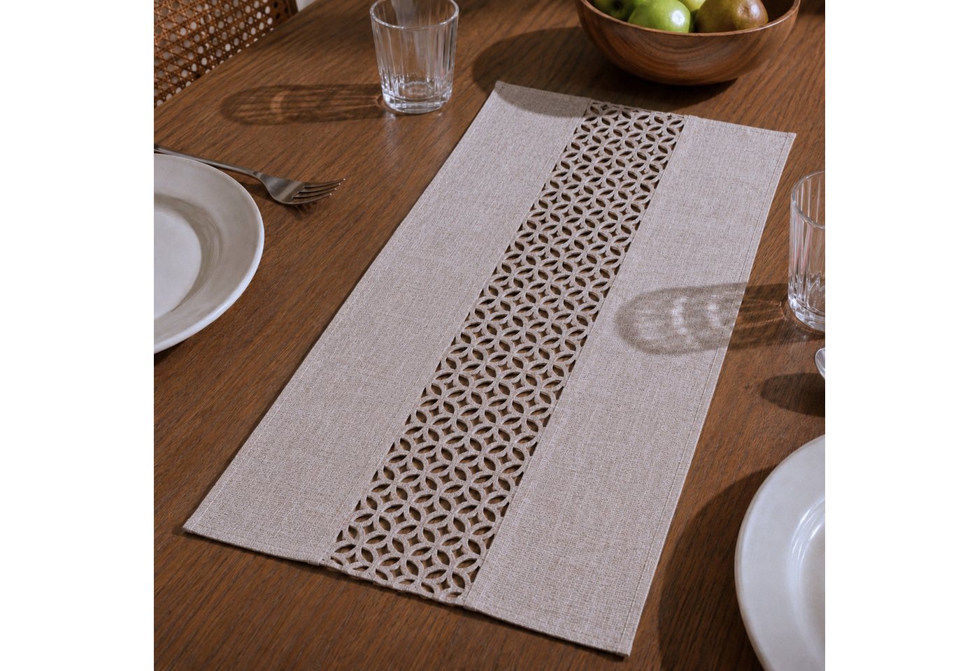 matches21 HOME & HOBBY Tischdecke Moderner Tischläufer grau Leinen-Optik 90 x 40 cm schmal (1-tlg), Lange waschbare Tischdecke rechteckig
