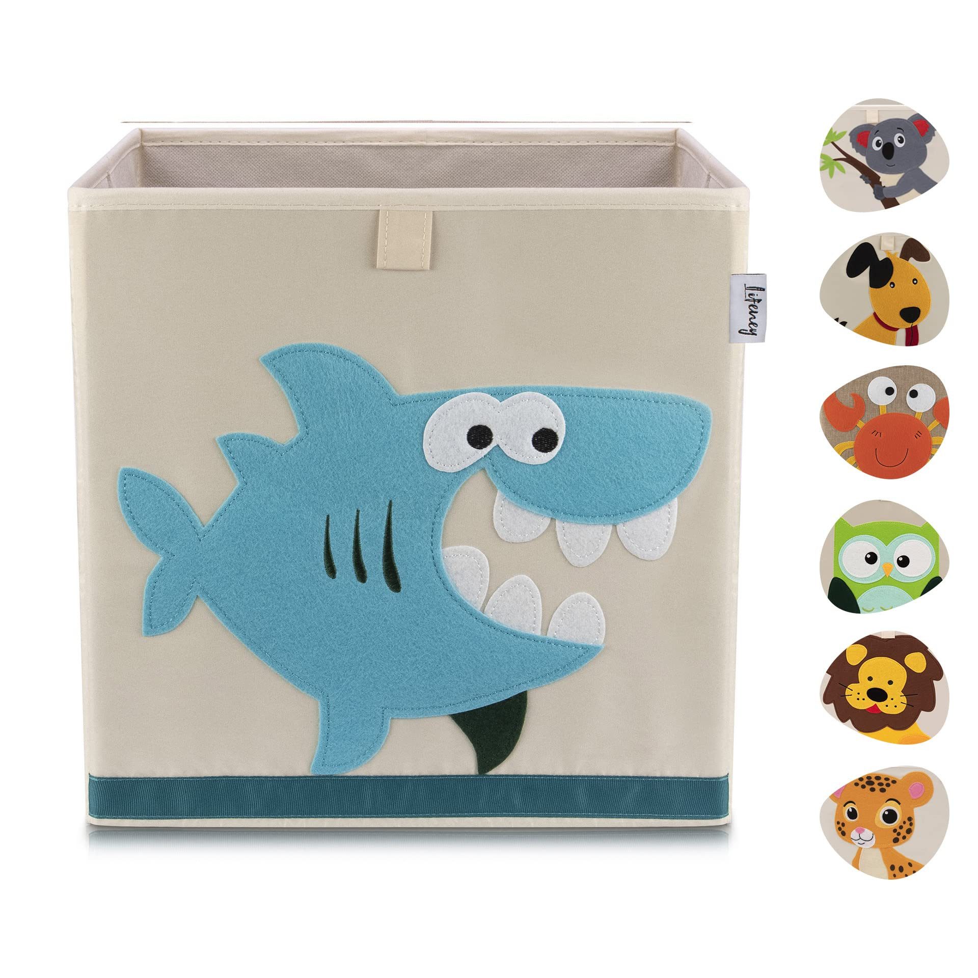 Lifeney Aufbewahrungsbox Aufbewahrungsbox Kinder mit Hai Motiv für Würfelregale, Spielzeugbox für das Kinderzimmer, Ordnungsbox, Aufbewahrungskorb