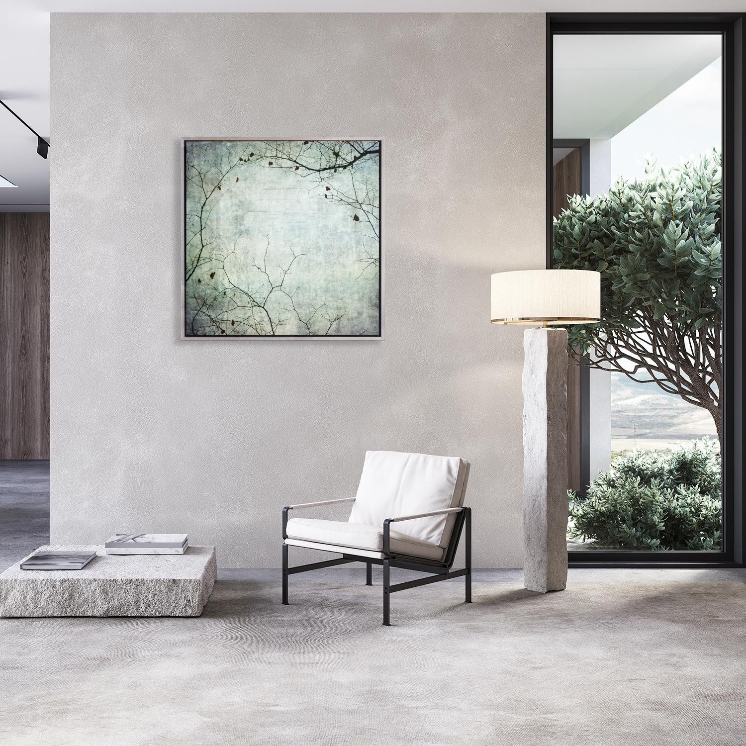 queence Leinwandbild Kirschblüten, Abstrakt, Blätter, Blätterbilder, Kunst, Modern, mit einem Schattenfugenrahmen veredelt