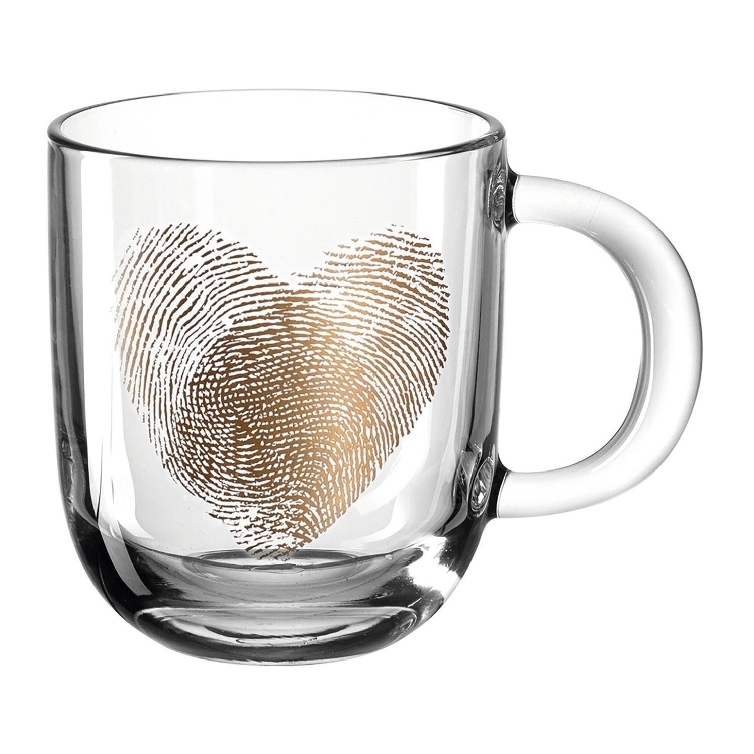 LEONARDO Tasse EMOZIONE, 400 ml, Transparent, Schwarz, Goldgelb, Glas, spülmaschinen- und mikrowellengeeignet