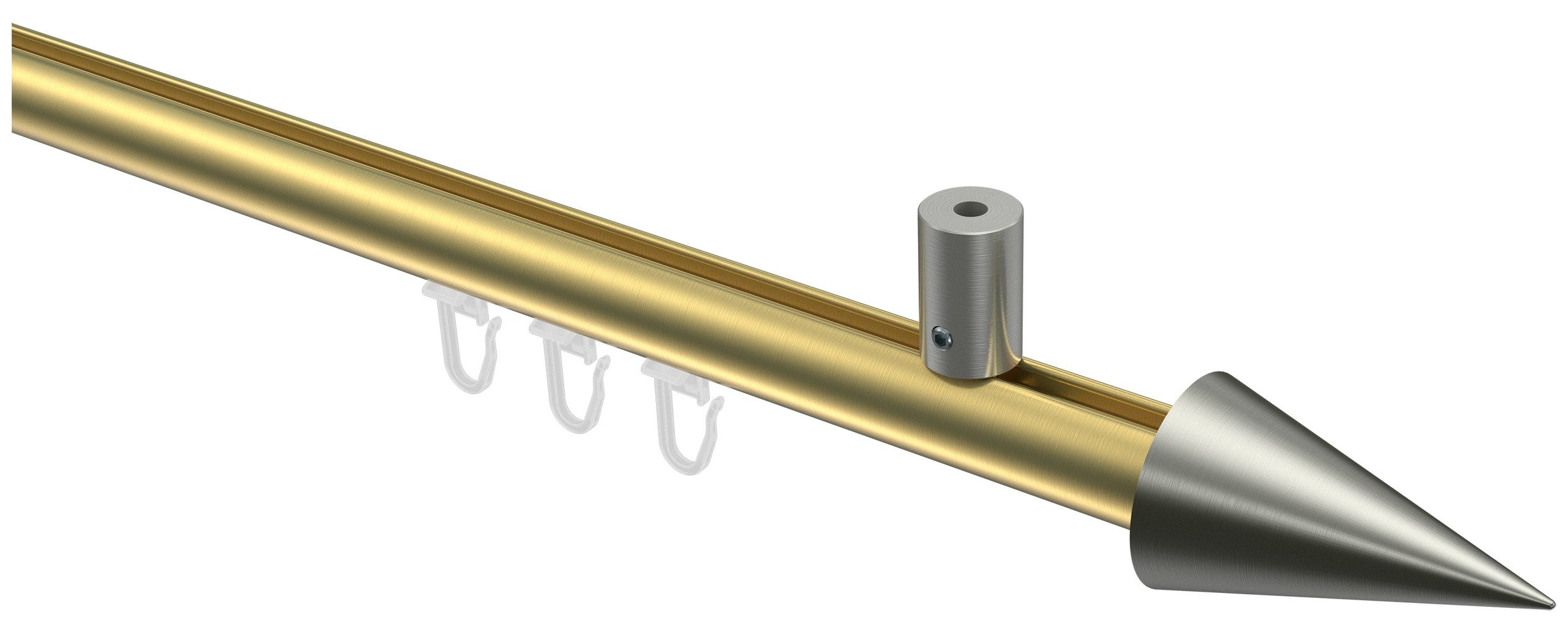INTERDECO Innenlaufschiene Sonius Savio, Ø 20 mm, 1-läufig, Fixmaß, kürzbar, Deckenmontage, Aluminium, Messing-Optik / Edelstahl-Optik / Bicolor