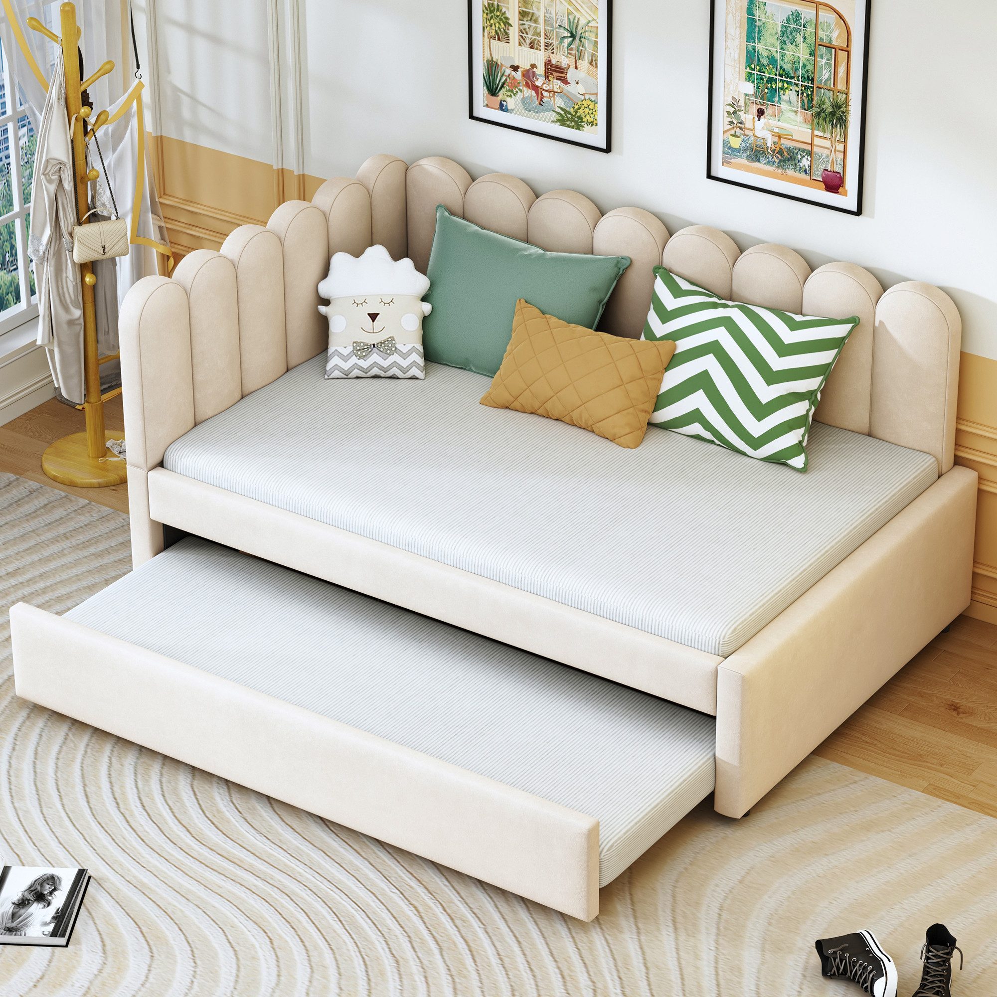 MODFU Schlafsofa Samt-Polsterbett, Kinderbett, 140x200 mit günstig online kaufen