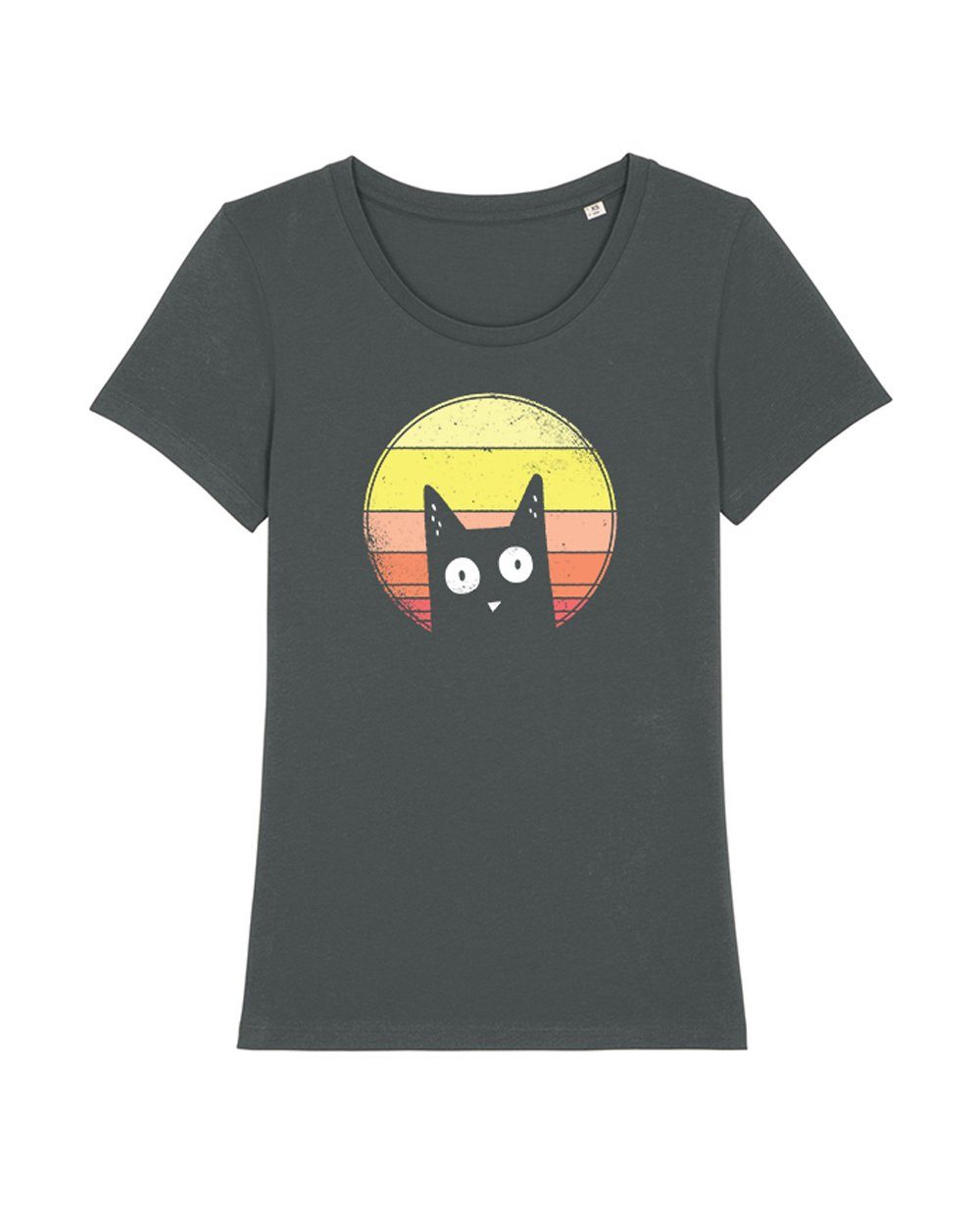 Cat Apparel antrazit wat? Print-Shirt (1-tlg) Sunset