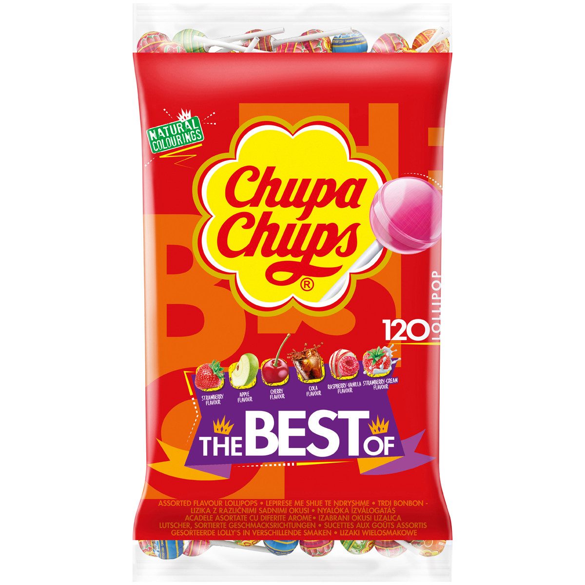 Chupa Chups Süßigkeit, Chupa Chups Original The Best Of 120 Lutscher im Nachfüllbeutel 1440g