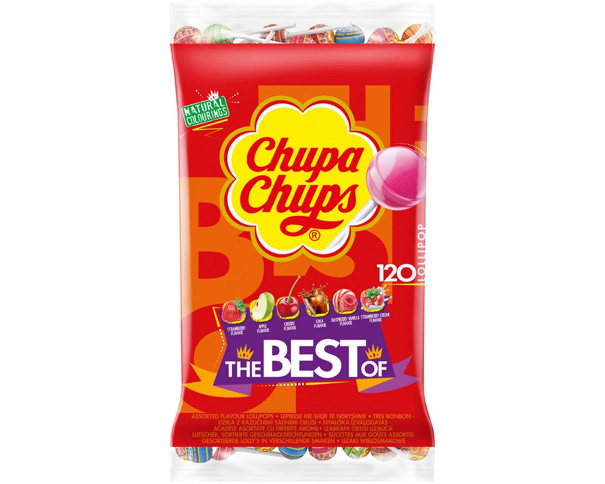Chupa Chups Süßigkeit, Chupa Chups Original The Best Of 120 Lutscher im Nachfüllbeutel 1440g