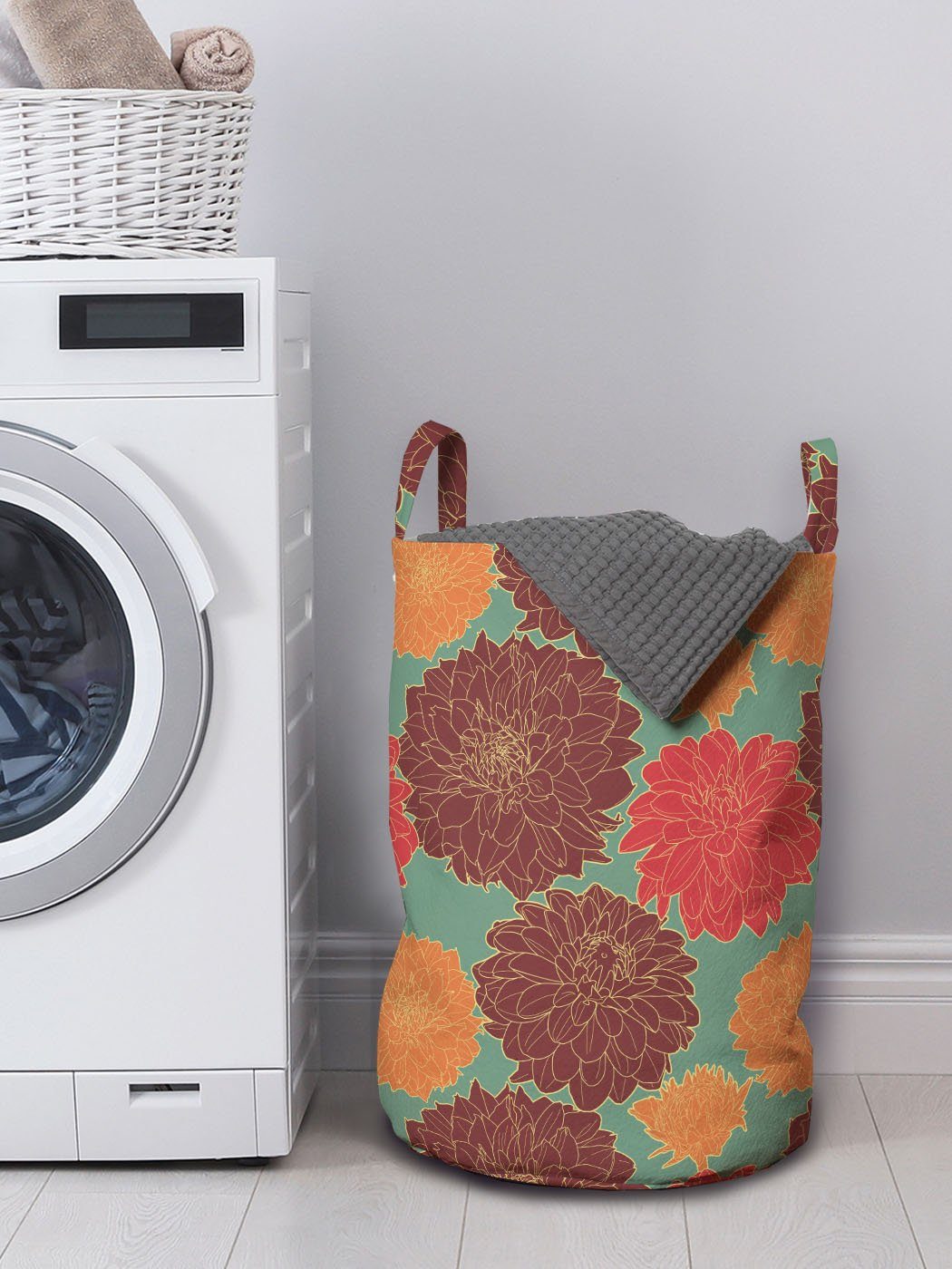 Abakuhaus Wäschesäckchen Wäschekorb mit Griffen Kordelzugverschluss Waschsalons, Carnation Calendula und Kunst für Blumen
