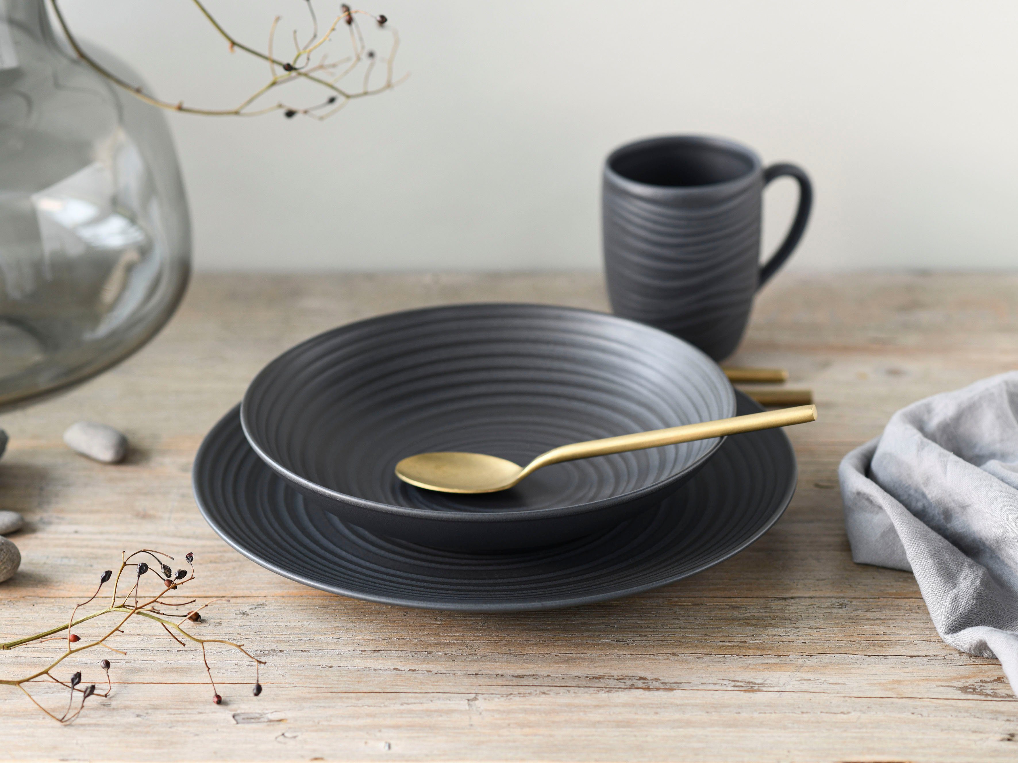 CreaTable Becher Lava Stone, 6-tlg., Steinzeug, 300 ml, 6-teilig