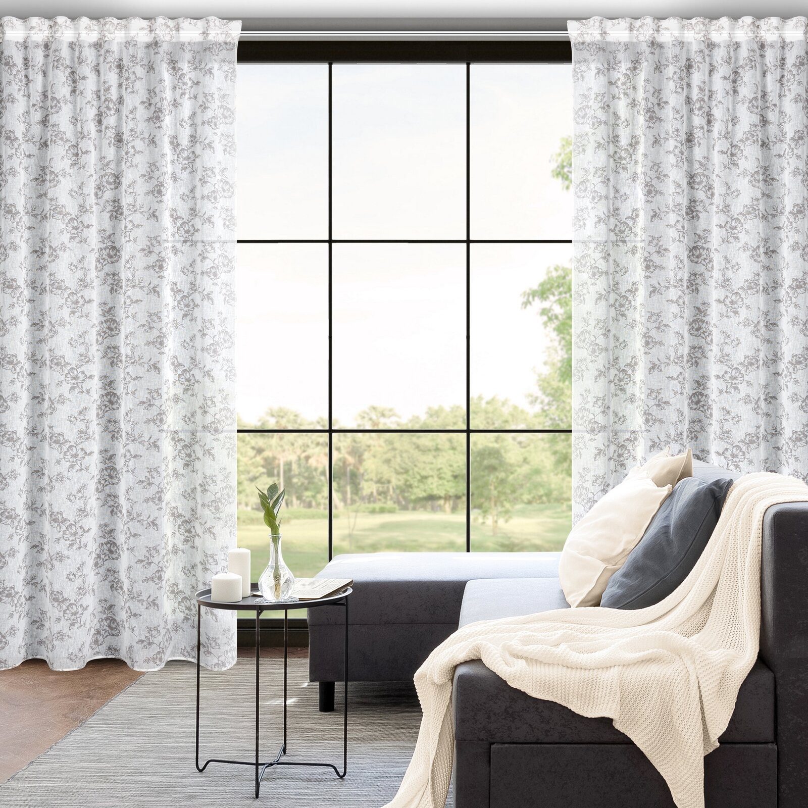 Eurofirany Gardine Landhaus Gardinen mit Blumenmuster günstig online kaufen