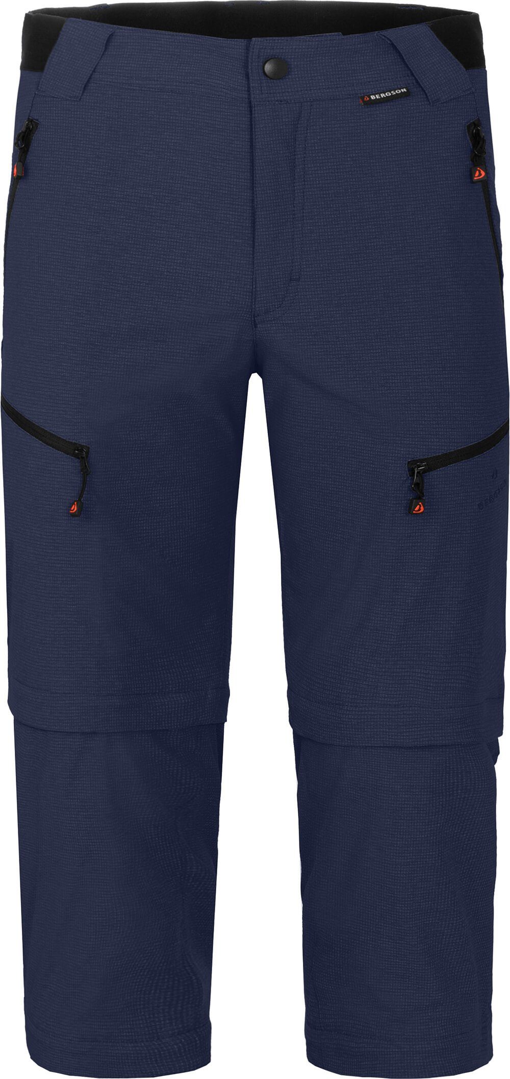 Bergson Wanderhose, T-ZIPP Herren LEBIKO Zip-off-Hose elastisch, Zipp-Off Doppel robust blau peacoat mit Kurzgrößen,