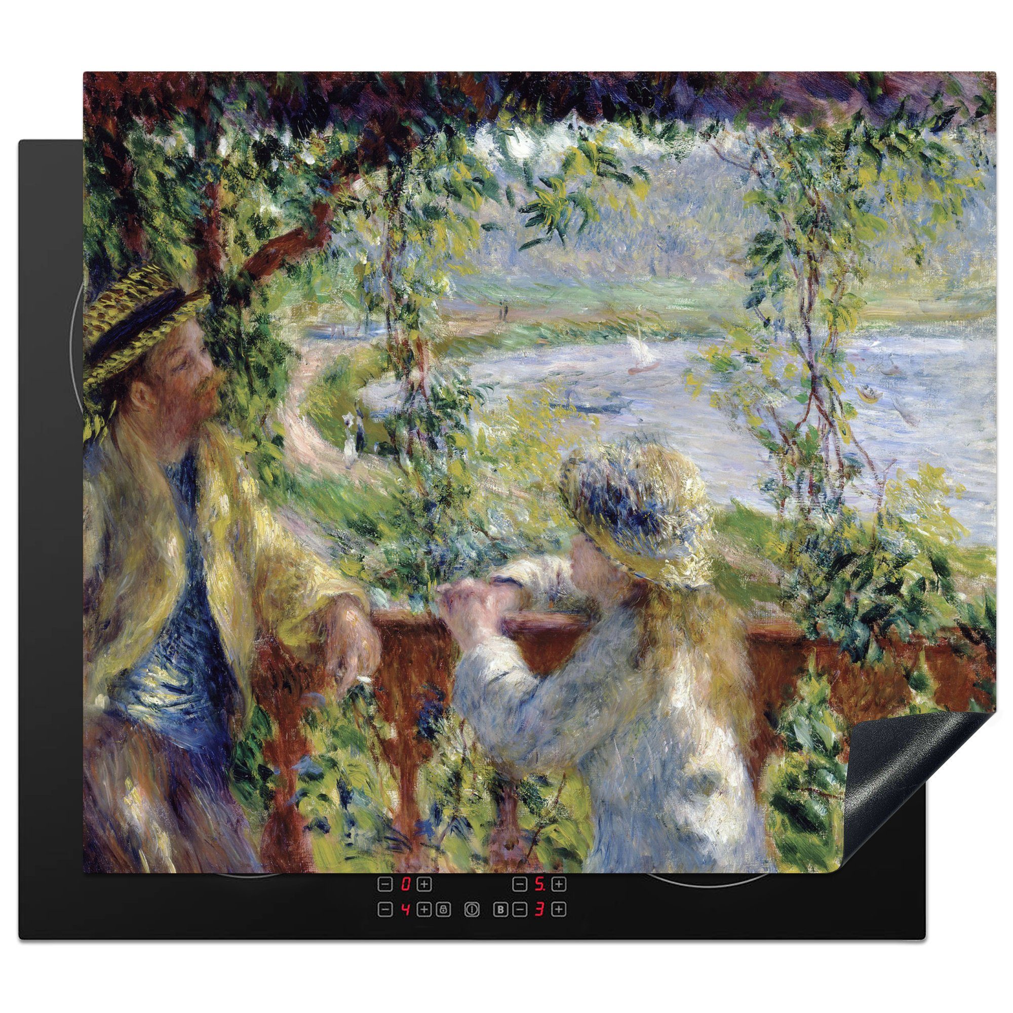 MuchoWow Herdblende-/Abdeckplatte Am Wasser - Gemälde von Pierre-Auguste Renoir, Vinyl, (1 tlg), 60x52 cm, Mobile Arbeitsfläche nutzbar, Ceranfeldabdeckung