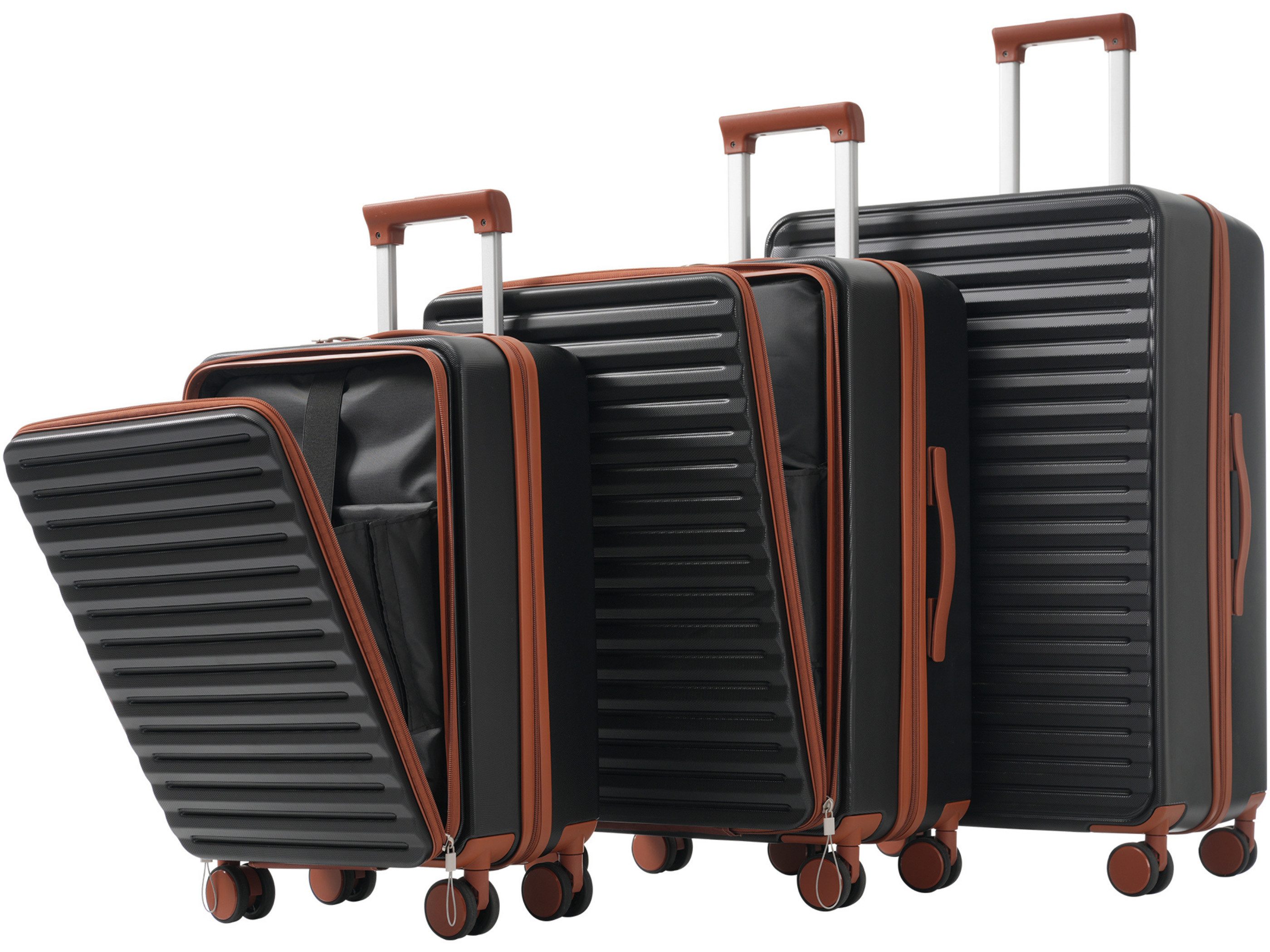 SeedWave Trolleyset 3er-Set Hartschalenkoffer TSA Reisekoffer mit Klappbare Getränkehalter, (Hartschalen-Trolley Set), Drei verschiedene Größe, die Размер L und XL mit seitlichem Häkchen