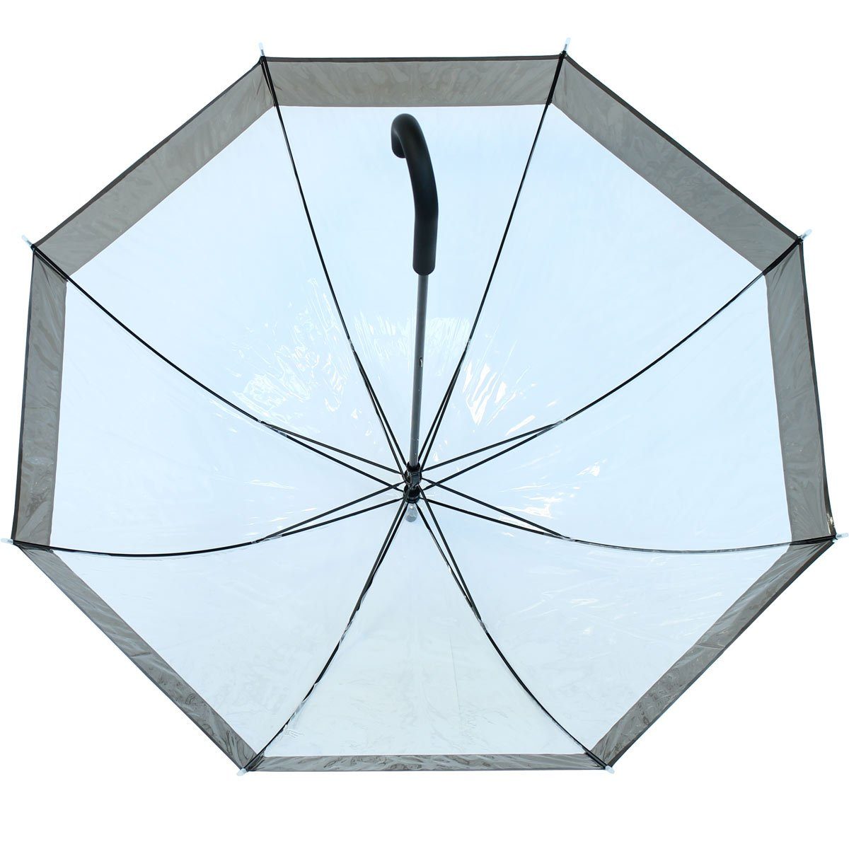 HAPPY RAIN Stockregenschirm Glockenschirm durchsichtig transparent mit Borte, durchsichtig – Bild 5 von 5
