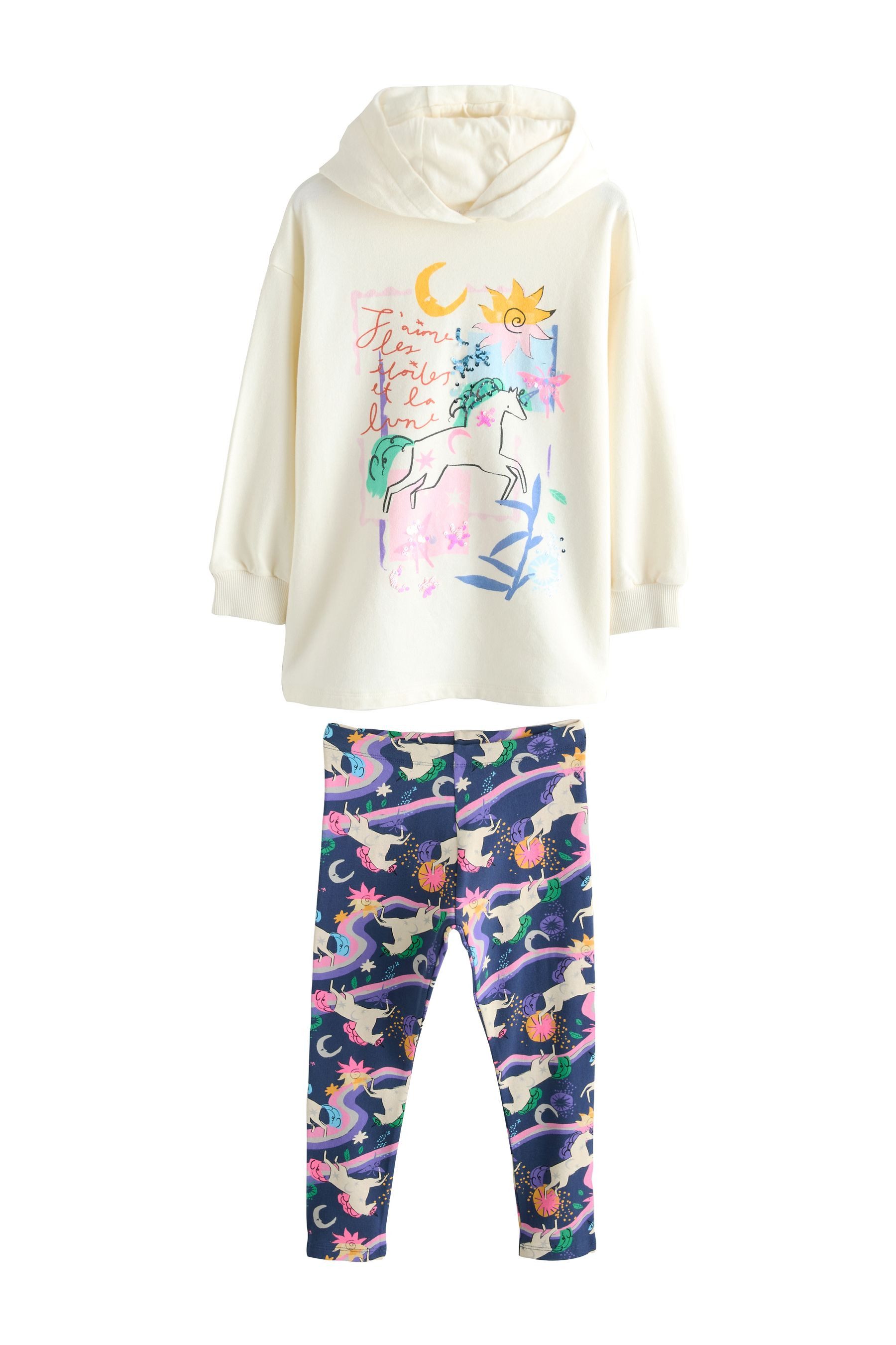 Top & Leggings Hoodie mit Grafikprint und Leggings im Set