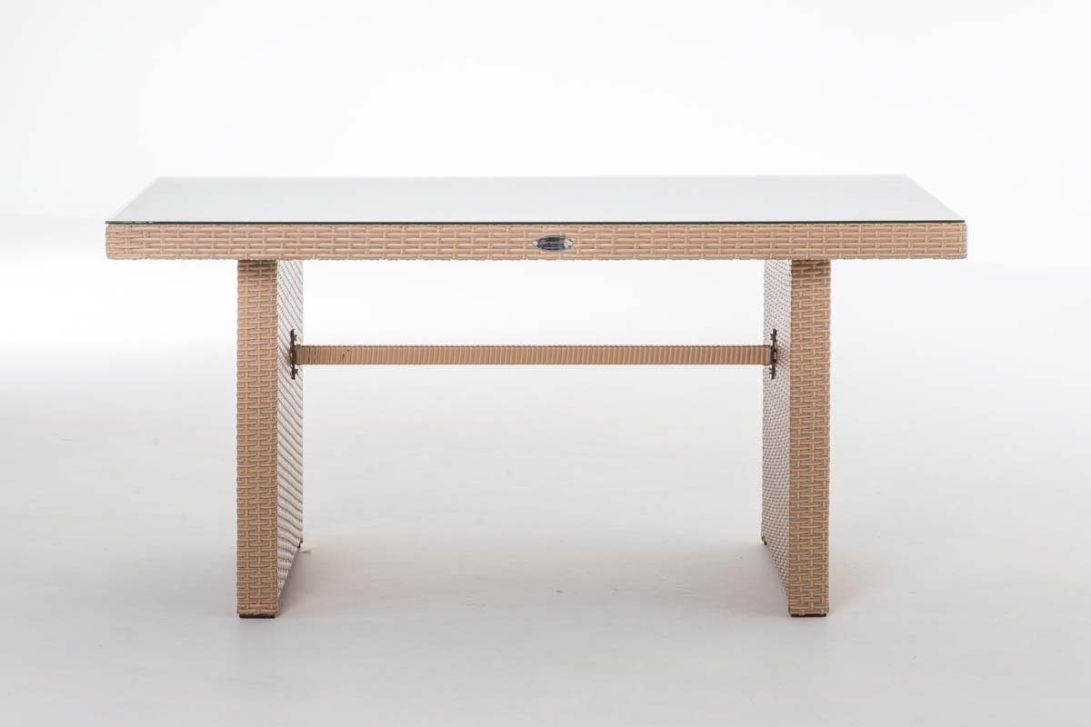 x sand CLP Gartentisch 80 cm, Glas-Tischplatte Fisolo, 140 einer ca. mit