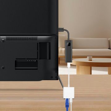 ENGELMANN EnM0642, USB-C auf Ethernet Adapter Netzwerk-Adapter USB-C zu Ethernet, USB-C, 4 cm, Mit integriertem Ladeanschluss