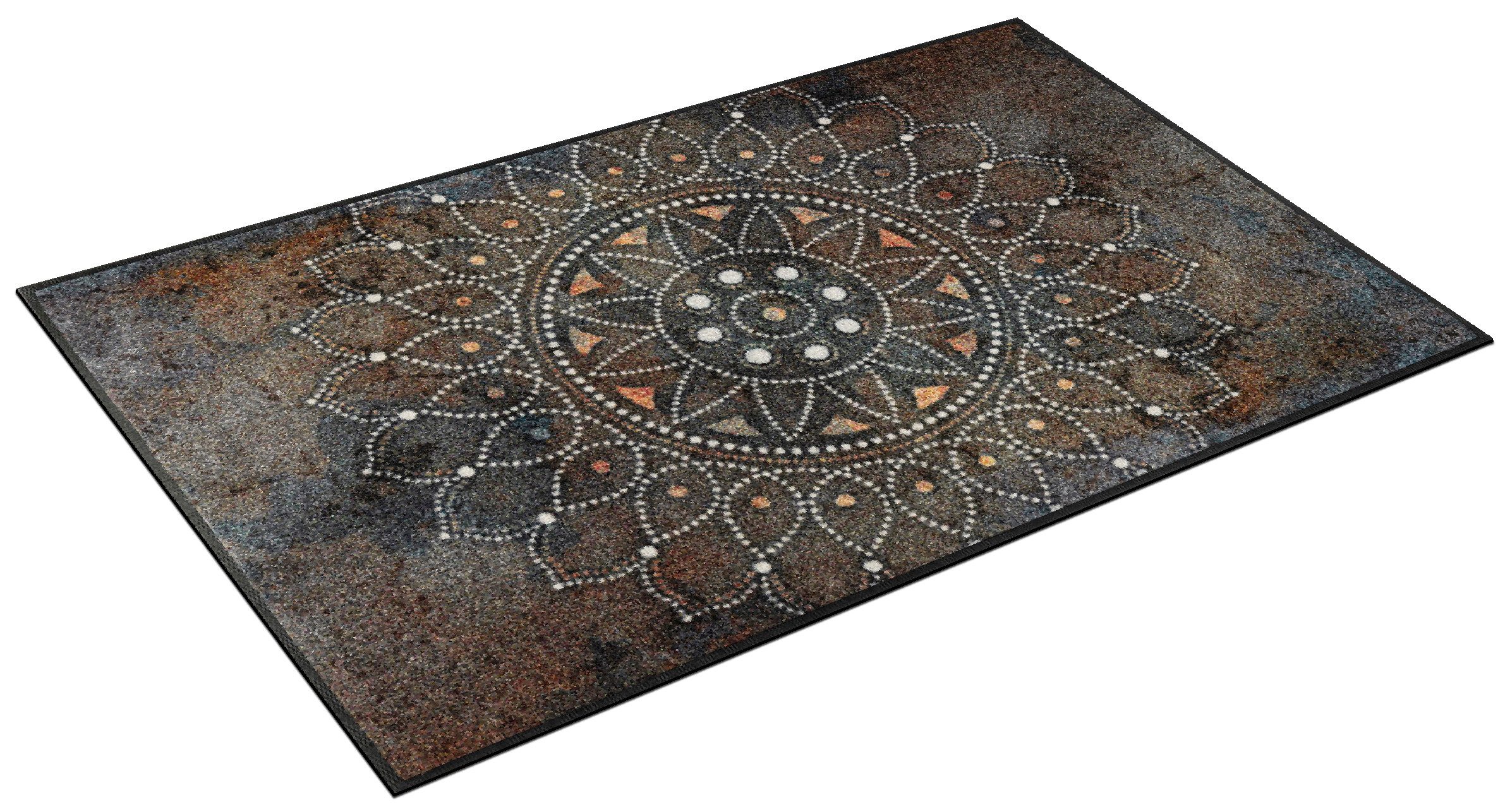 wash+dry by Kleen-Tex Teppich Madhana, rechteckig, Höhe: 7 mm, Motiv Mandala, rutschhemmend, In- und Outdoor geeignet, waschbar