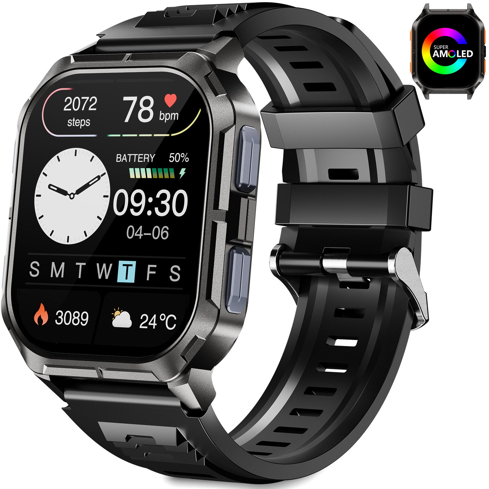 Smartwatch Herren und Damen, Fitness Tracker uhr mit Telefonfunktion, Smartwatch