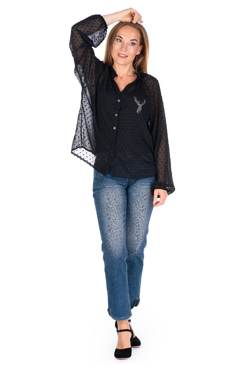 Hangowear Trachtenbluse Trachtenbluse - BERLINDE - schwarz