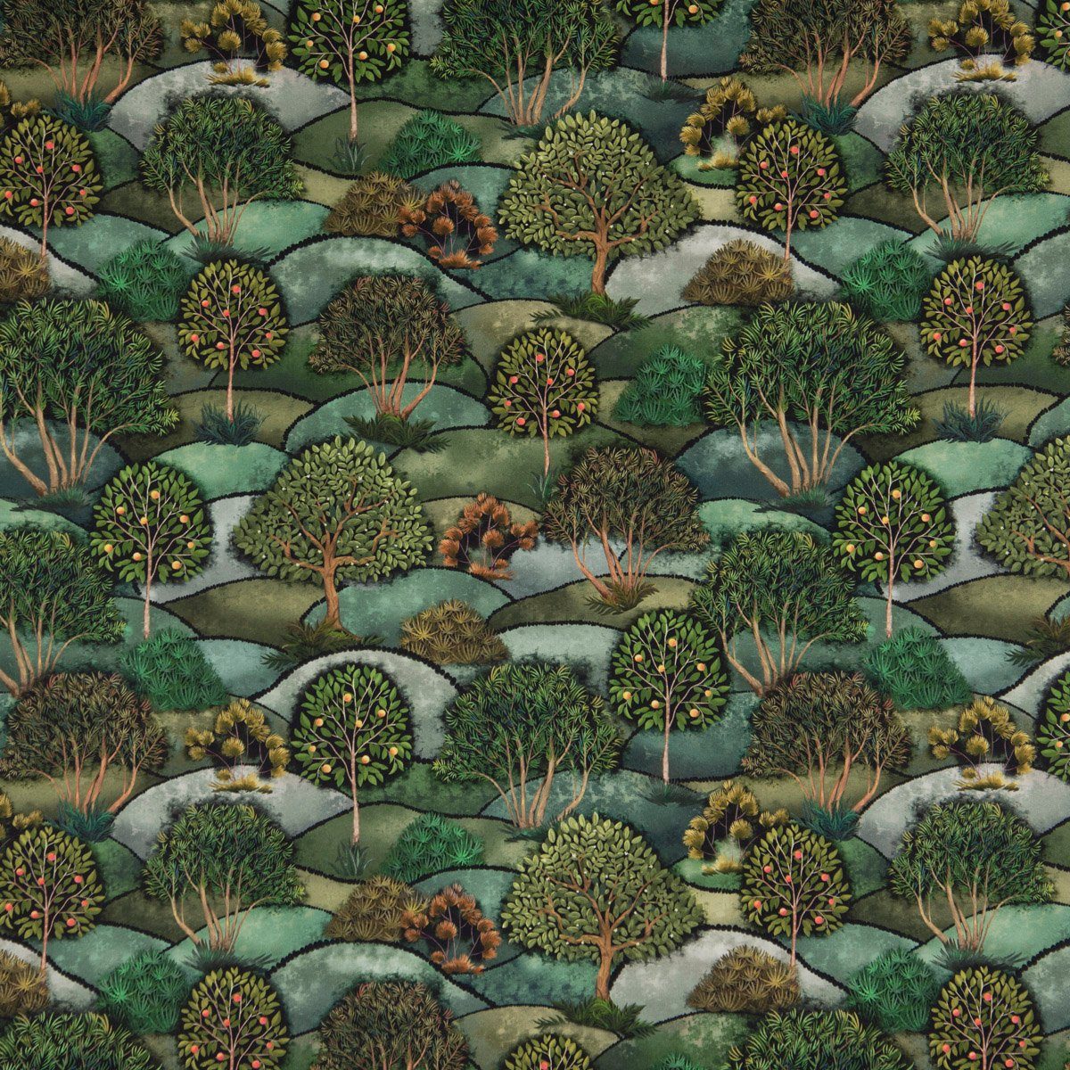 SCHÖNER LEBEN. Dekokissen SCHÖNER LEBEN. Kissenhülle Wald Bäume Landschaft grün div. Größen