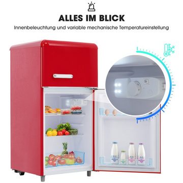 REDOM Kühlschrank BCD-100C, 91 cm hoch, 45 cm breit, Retro-Kühlschrank oberer und unterer Doppeltür-Kühlschrank