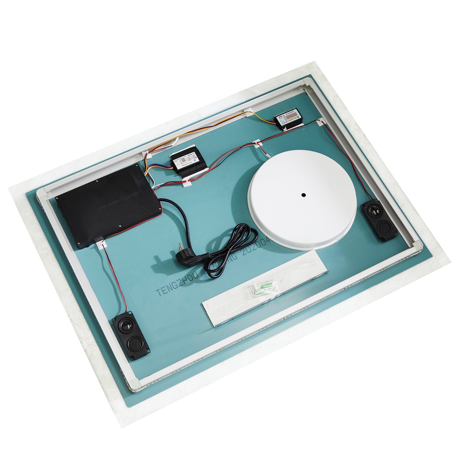 Aquamarin Badezimmerspiegelschrank Badspiegel mit - Touchschalter, Kosmetikspiegel, Uhr, Sprecher Badezimmerspiegel - Digitaluhr LED