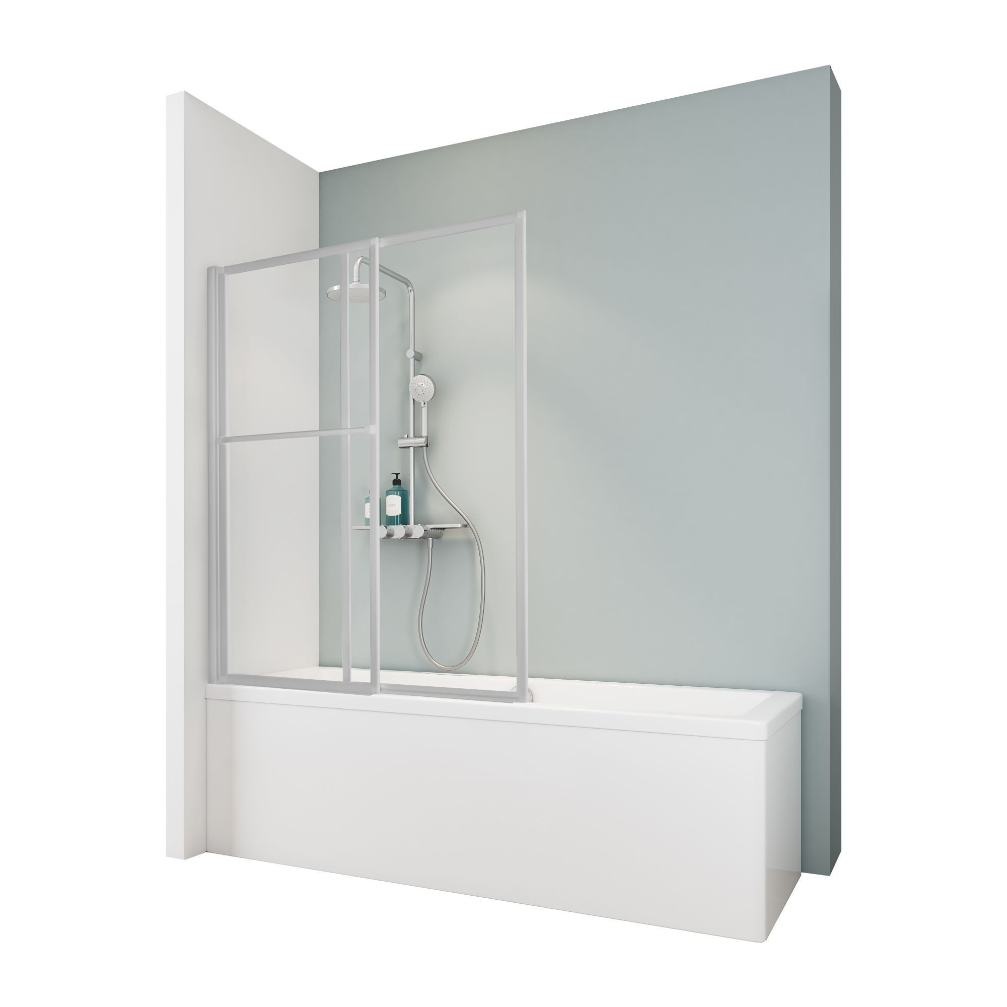 Schulte Badewannenfaltwand Komfort 70-118 x 140 cm, Glas, (2 tlg), Klar Alu-Natur ausziehbar