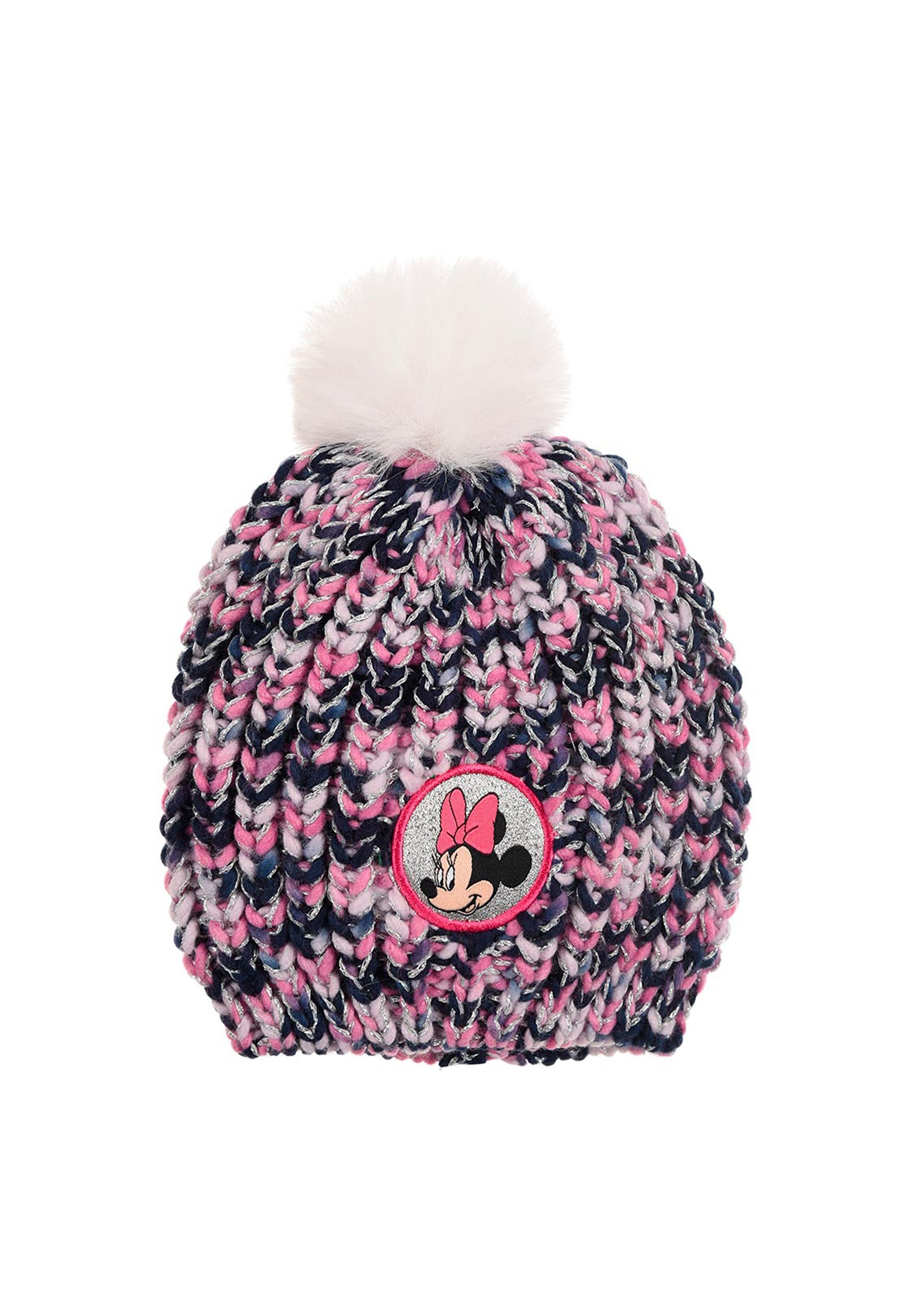 Bommelmütze Kinder Mädchen Winter-Mütze Strick-Mütze mit Kunstpelz Bommel