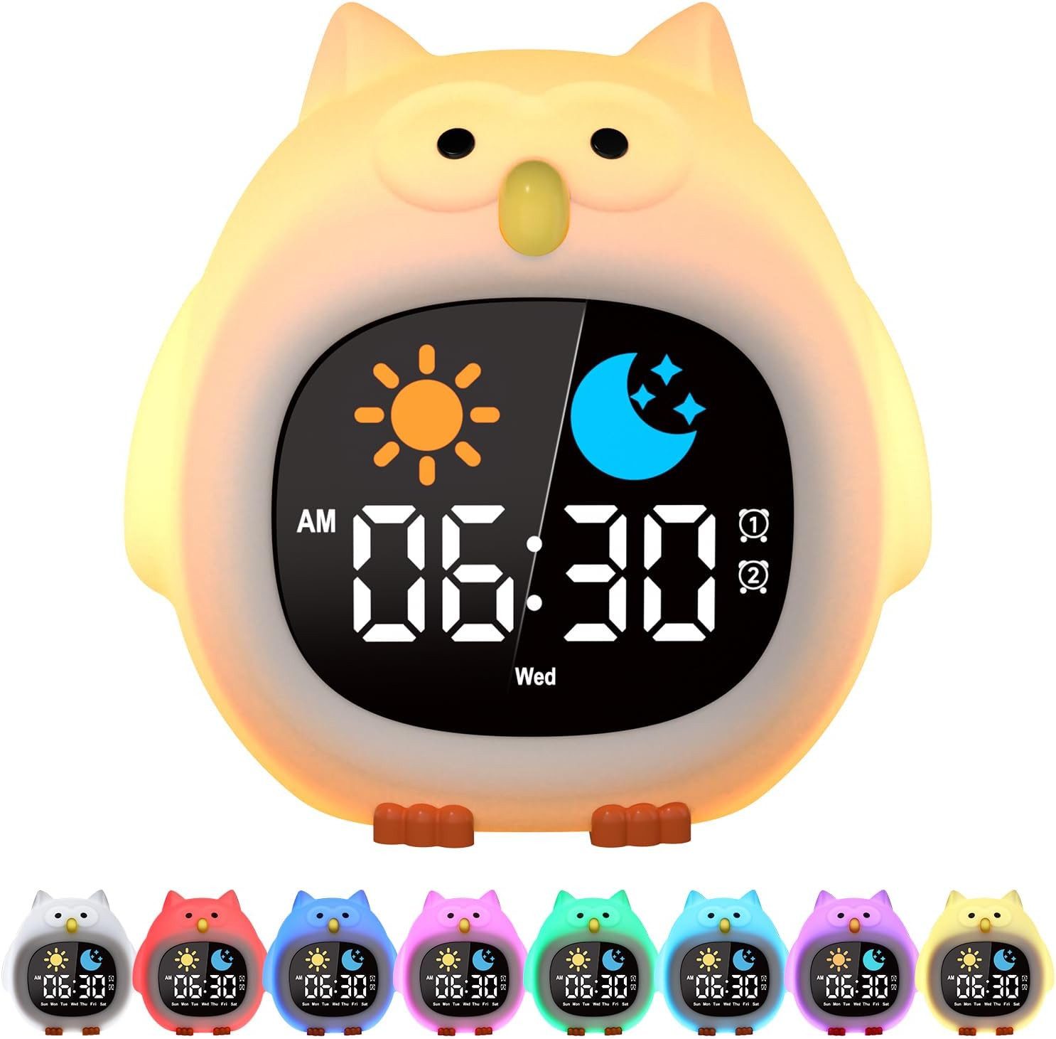 Coonoor Wecker Tischuhr mit Digitalanzeige, 9-Farben Nachtlicht Kinderwecke günstig online kaufen