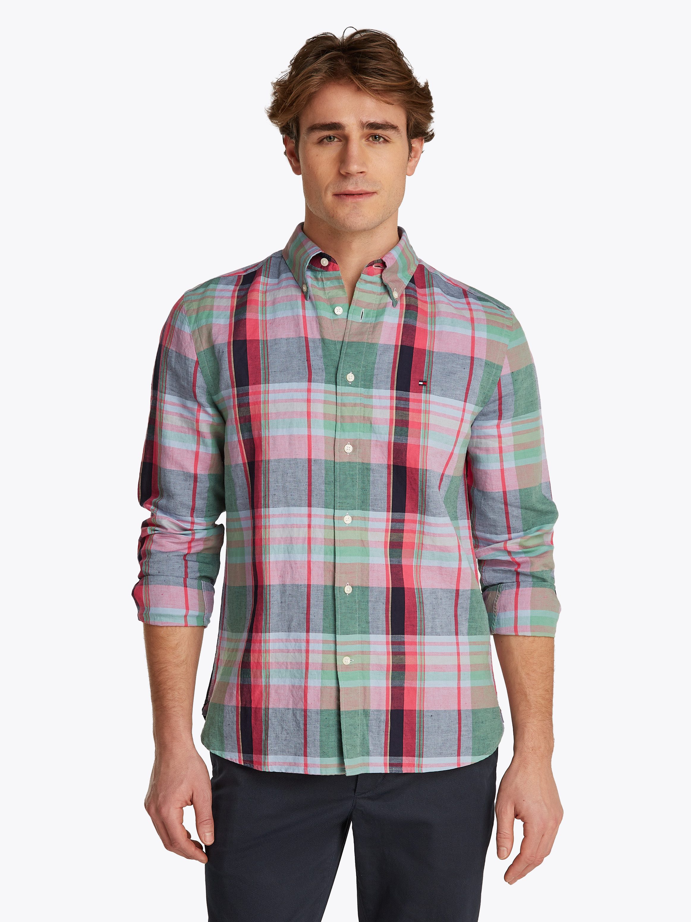 Langarmhemd LINEN BLEND MADRAS CHECK