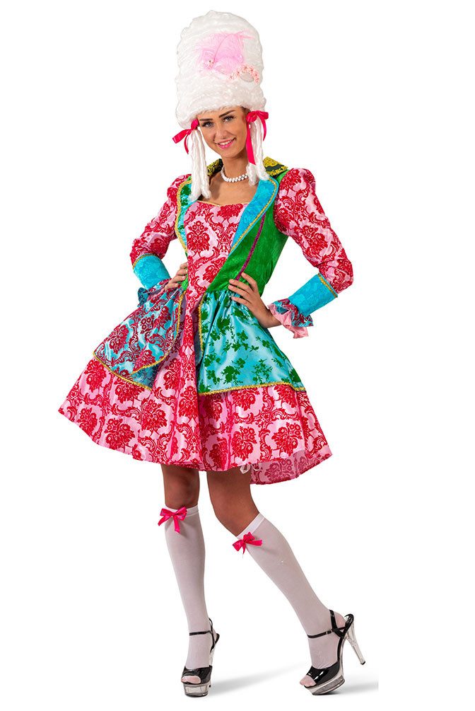 Karneval-Klamotten Kostüm Rokoko Damen bunt Vikorianisches Barock Kleid, Frauenkostüm Marquise Mehrfarbig Partnerkostüm Historisch Karneval