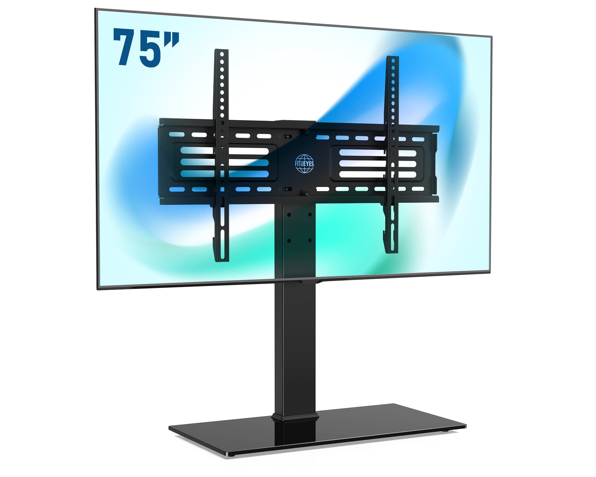 FITUEYES TV-Ständer TV-Tischständer, höhenverstellbar, 40-75 Zoll, (bis 75 Zoll, rutschfeste Füße, 6 Höhenstufen (665–833 mm), mit Kabelmanagement)