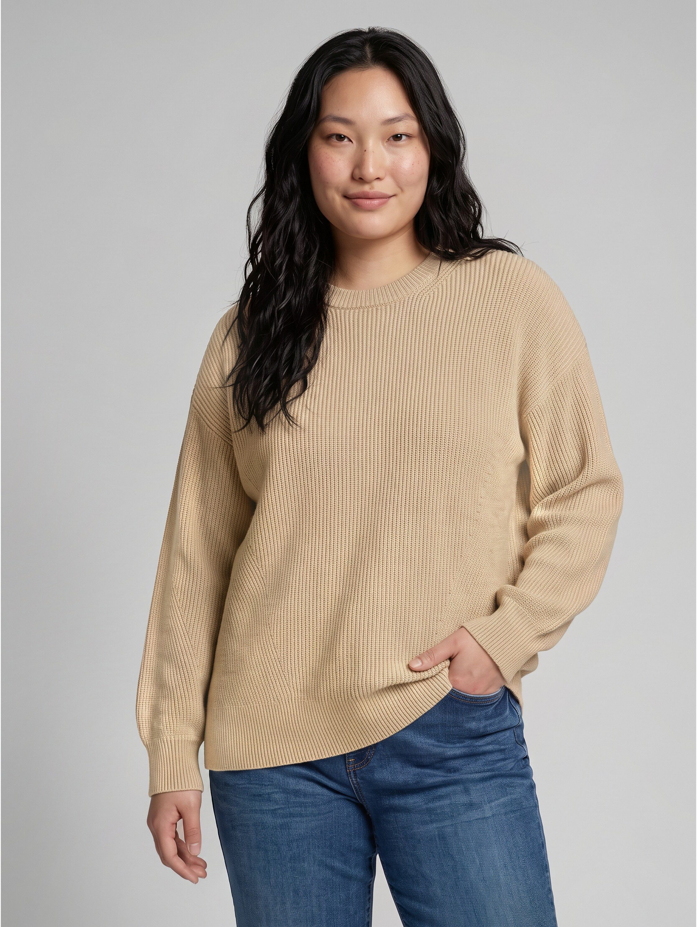 TOM TAILOR PLUS Strickpullover Langarmpullover mit Rundhals / Viskosemix